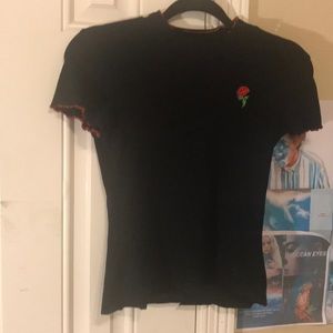 Cute Teen Rose Top Crop Top Black